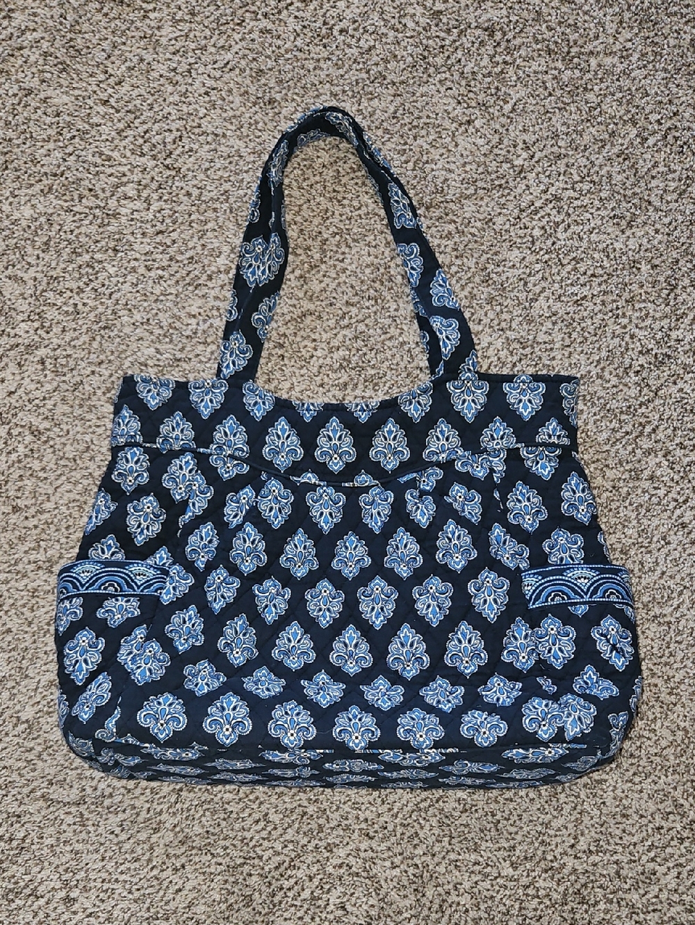 Vera Bradley Navy Tote In Retired Calypso Print